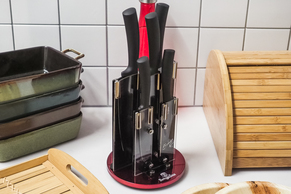 BERLINGER HAUS Noże kuchenne BURGUNDYna stojaku 6 elementów