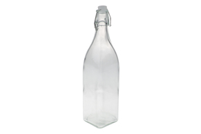 Butelka szklana z klipsem 1 L kwadratowa