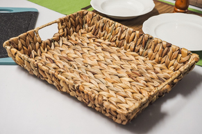 GIARDINO HOME Taca prostokątna, koszyk z trawy morskiej 41x31.5 cm z uchwytami