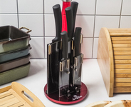 BERLINGER HAUS Noże kuchenne BURGUNDYna stojaku 6 elementów
